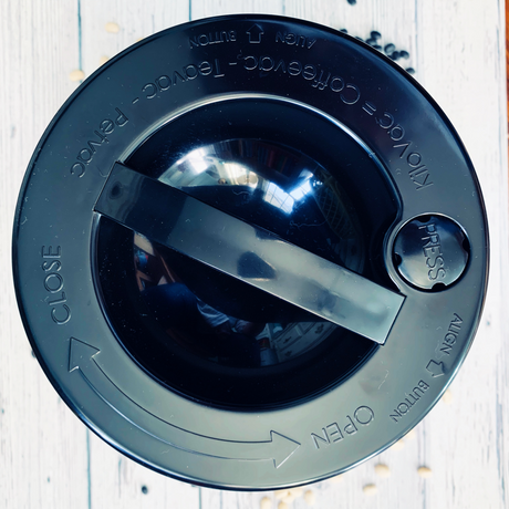 Extra-large black seed storage vault with vacuum-seal top and handle, designed for long-term seed preservation